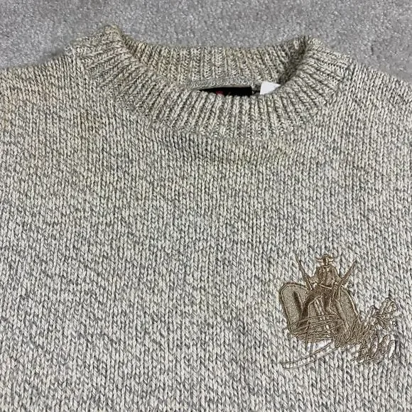 Vintage Buckshot Racing Sweater Mens XL Beige Knit Crewneck Nascar 90s Jones 00 - Picture 2 of 10